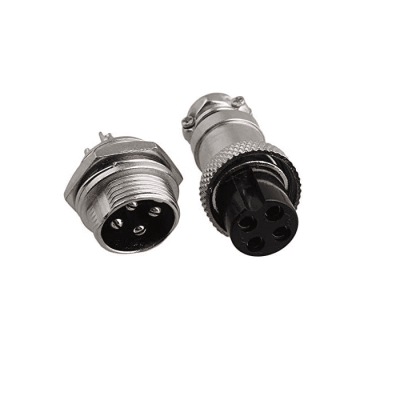 Aviation Plug 4-Pin 16mm GX16-4 Male and Female Panel Mounted Metal Connector
