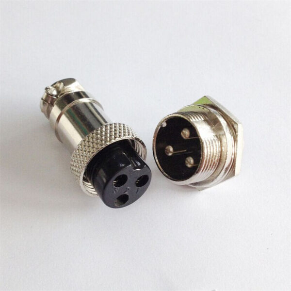 Aviation Plug 3-Pin 16mm GX16-3 Male and Female Panel Mounted Metal Connector