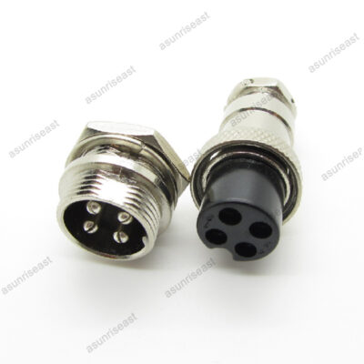 Aviation Plug 4-Pin 16mm GX16-4 Male and Female Panel Mounted Metal Connector
