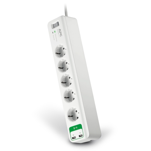 APC Essential SurgeArrest 5 outlets with 5V, 2.4A 2 port USB charger 230V Germany PM5U-GR