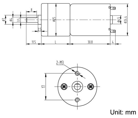 JGA25-370 gearmotor selector dimension