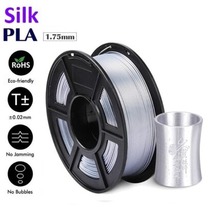 UGE Brand Filament PLA Plus Silk 1.75mm – Silver Color Weight 1kg | Excellent Quality