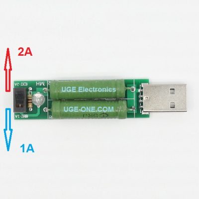 T81 USB Dis-charge current Load Resistor Module 1A 2A  With Toggle Switch