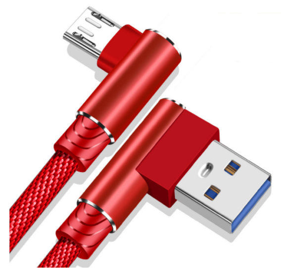 1 meter Red Data Line for Android USB 90 degree double elbow data cable mobile phone data cable charging cable USB