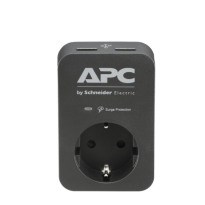 APC Essential SurgeArrest 1 Outlet 2 USB Ports Black 230V Germany PME1WU2B-GR