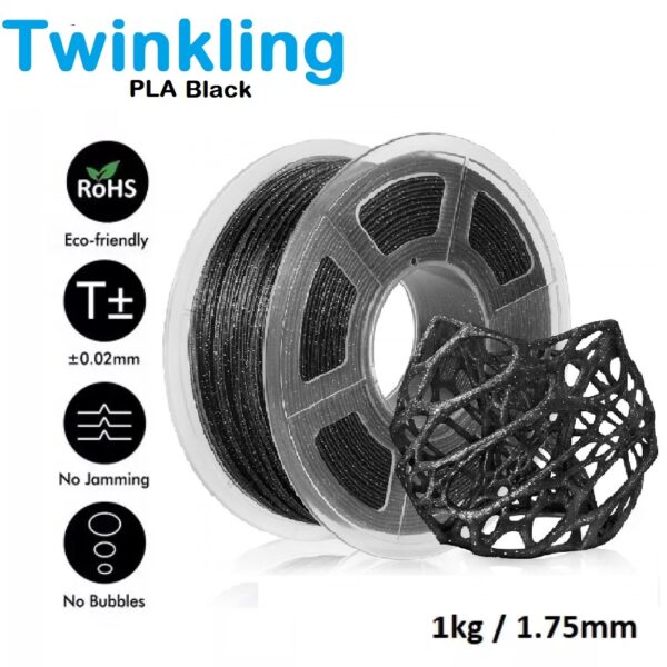 UGE Brand Filament PLA Twinkling Black Transparent 1.75mm 1kg Roll| Biodegradable