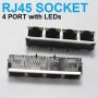 RJ45 Network Interface Connector 1x4 Port with LED and Metal Shield