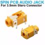 3.5mm Female 5 Pins Stereo Headset PCB Mount Audio Jack Socket