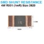 DC AC Current Shunt Sensor Resistance SMD 3920 4W R001 1milliohm