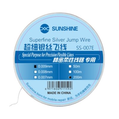 SUNSHINE SS-007E Silver Jump Wire 200M 0.009MM for Repairing PCB