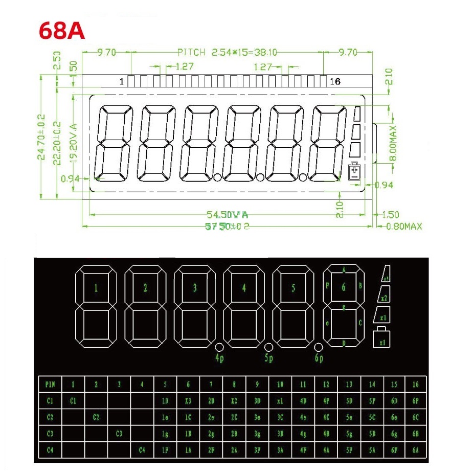 Alphanumeric 7 Segment LCD Display , TN LCD Panel For Weight