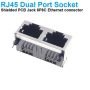 RJ45 Dual Port Shielded Modular PCB Jack 8P8C Right Angle Ethernet connector