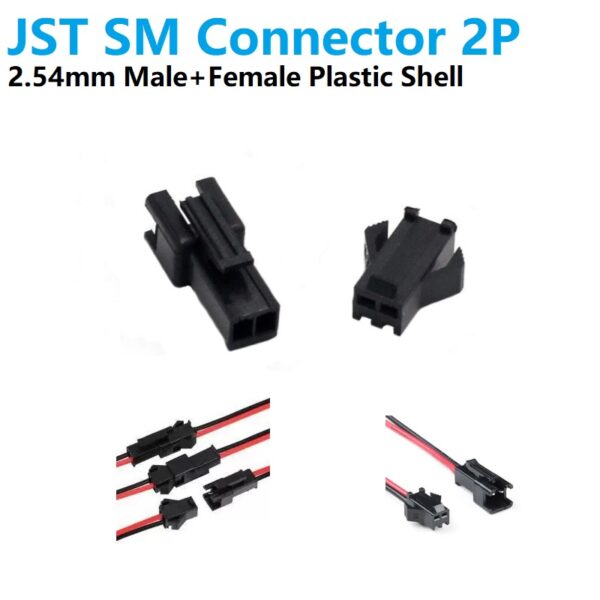 2Pin JST SM Connector Male and Female Plastic Polarized Shell 2.54mm 2P