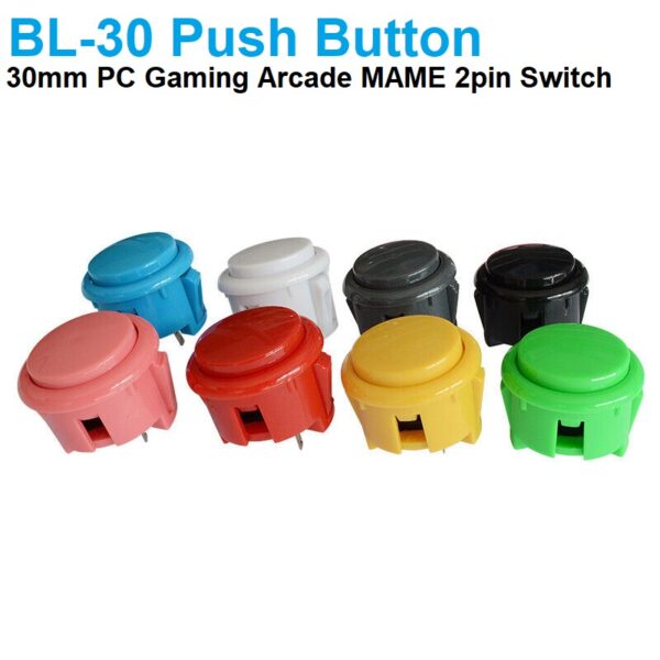 Arcade Style Big Round Push Button 30mm Blue Color