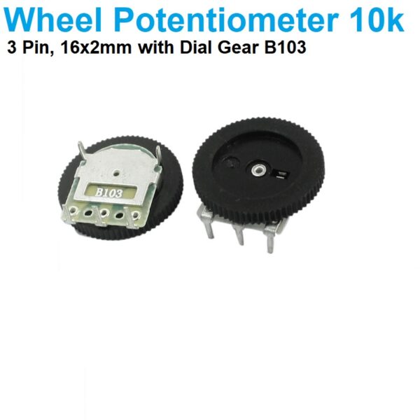 B103 16x2mm Dial Taper Volume Pulley Gear Wheel Potentiometer 10KΩ