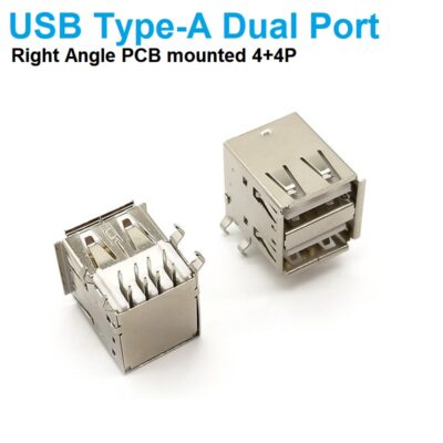 USB Female PCB Type A Double Port Connector
