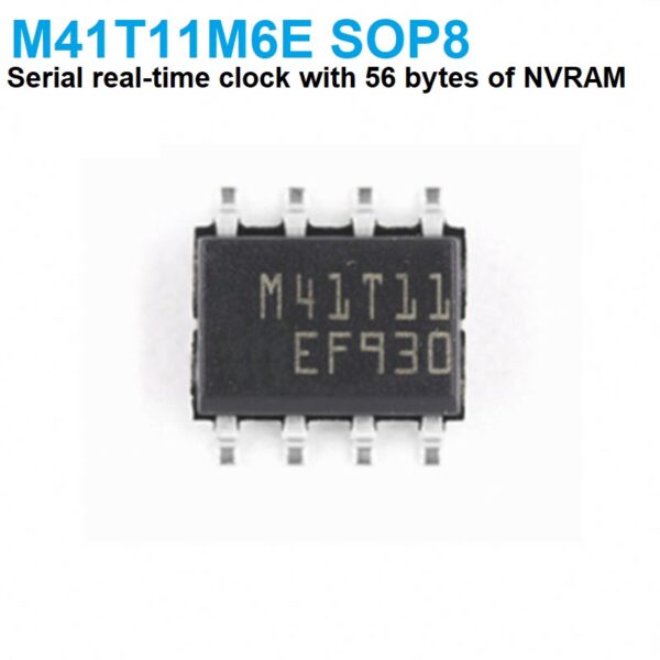 M41T11M6E Serial real-time clock (RTC) with 56 bytes of NVRAM SMD 8pin