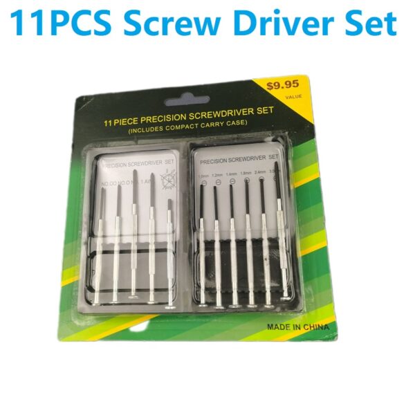 Precision Screwdriver Set 11 pcs fine tips ( crosshead - slotted )