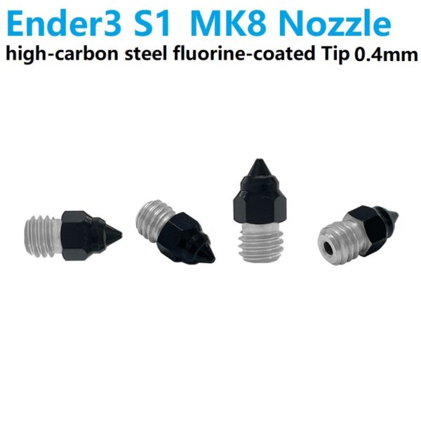 Ender3 S1 MK8 high-carbon steel fluorine-coated Nozzle 0.4mm For PETG printing up to 450 degree