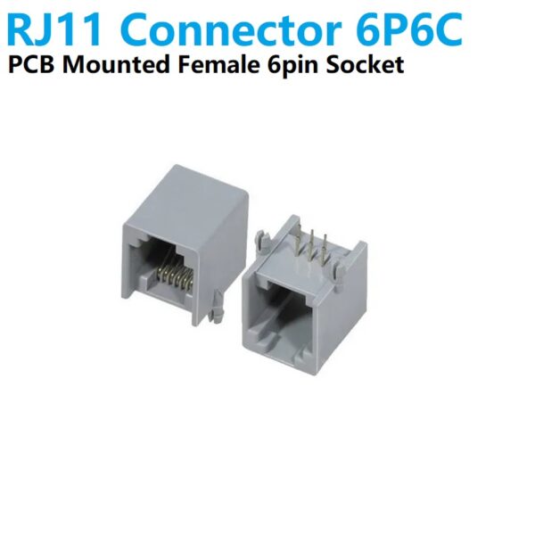 RJ11 6-Pin Telephone Connector PCB Mount