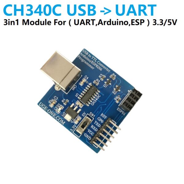 USB to TTL Converter Module CH340C with ESP and Arduino Programming Logic Control Signals