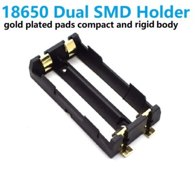 2 Cell Li-on Battery Holder 2×18650 Gold plated SMD PCB Mounted
