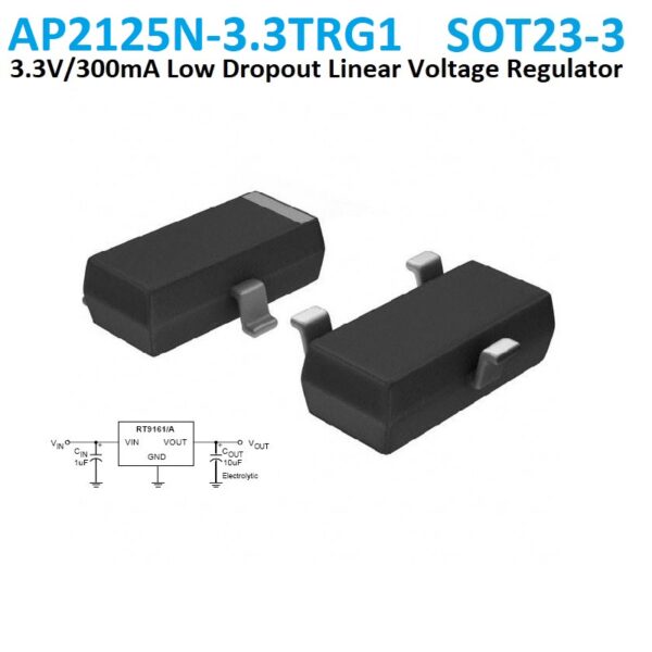 AP2125N-3.3TRG1 300mA 3.3V High Speed, Extremely Low Noise CMOS LDO Regulator
