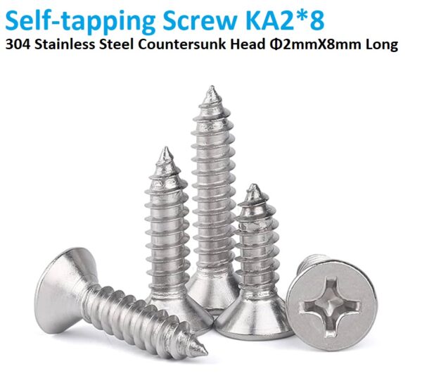 304 stainless steel self tapping screw countersunk head KA2×8