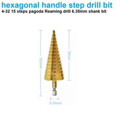 Hex Shank Pagoda Reaming Drill bit 4-32mm 15 steps Wood working and Metal