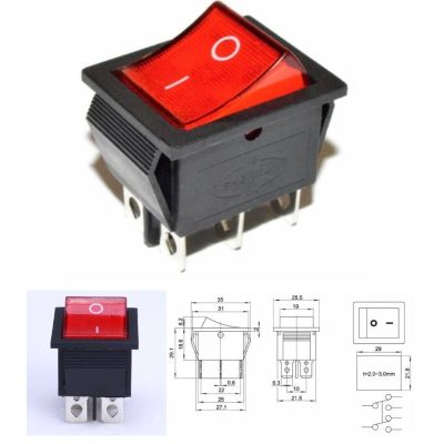 6 PIN Rocker Switch DPDT on off 16A KCD4-202N