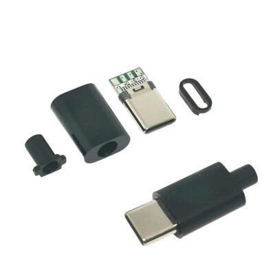 USB 3.1 Type C Male Connector With Black Plastic Housing